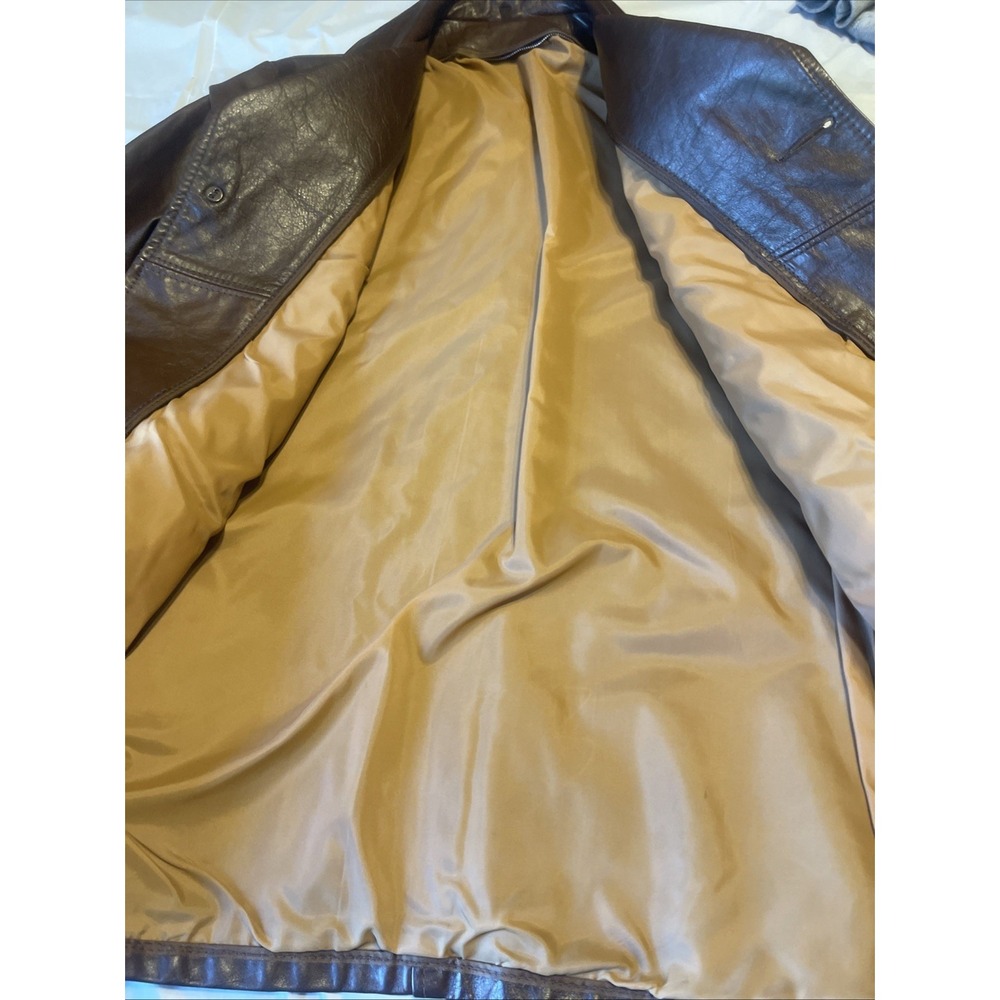 Vintage Men Leather Blazer Size 38 Brown 3 Bottons - Picture 7 of 16